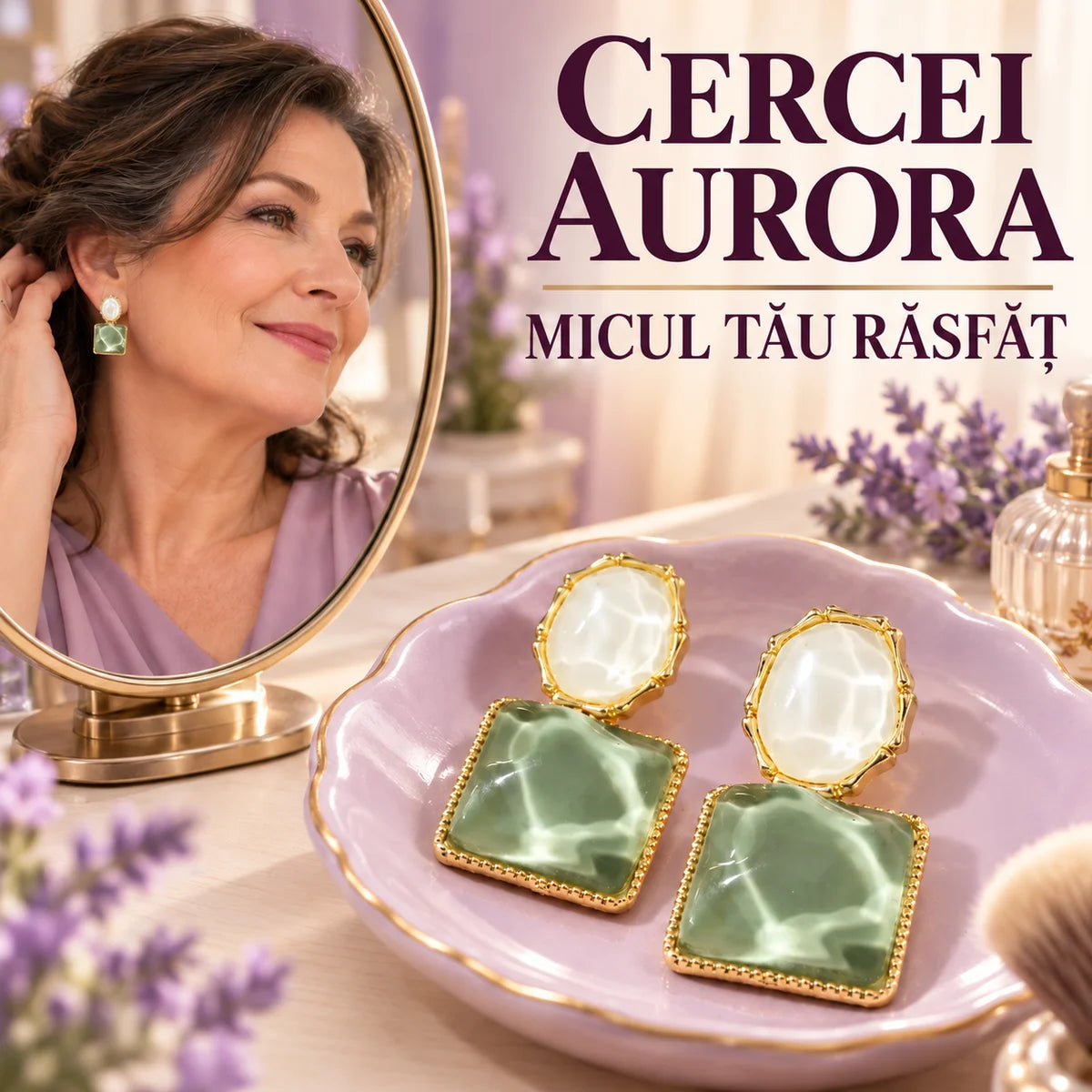 CERCEI AURORA CU SMARALD VERDE