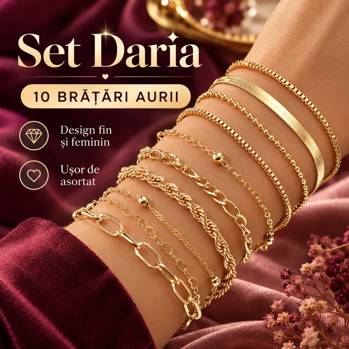 SET DE 10 BRĂȚĂRI DARIA AURII