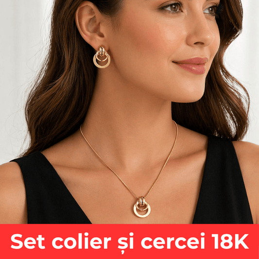 Set colier și cercei Selena aurii 18K